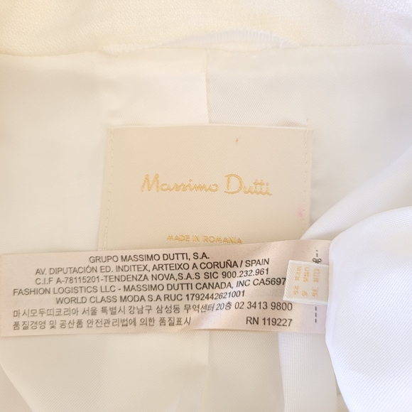 MASSIMO DUTTI 100% linen one button blazer in white Sz4 - Picture 6 of 9